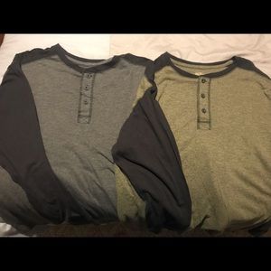 2 Redhead Long Sleeve Henleys Sz M